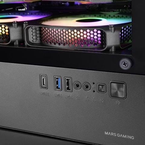 Caja Microatx Mars Gaming Mc-vector Gpu Max 282mm Cristal Templado Mesh Argb Usb-c Negra