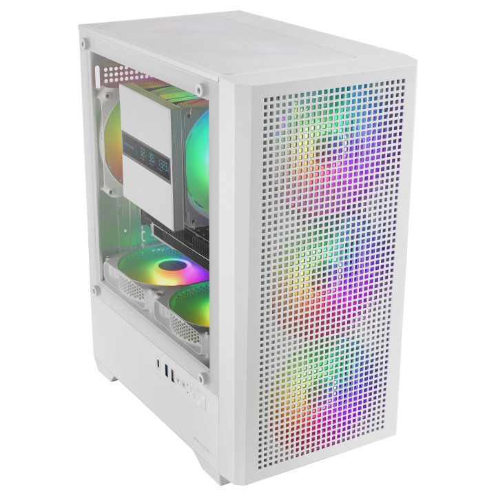 Caja Micro Atx Mars Gaming Mc-vectorw Gpu Max 282mm Cristal Templado Mesh Argb Usb-c Blanco