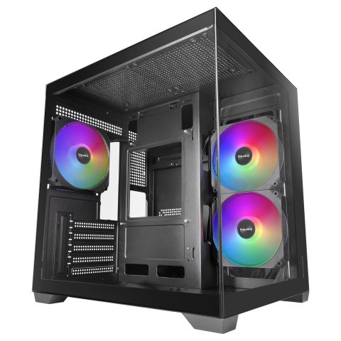 Caja Microatx Mars Gaming Mc-view3 Gpu Max 330mm Cristal Templado Panoramico Argb Usb-c Negra