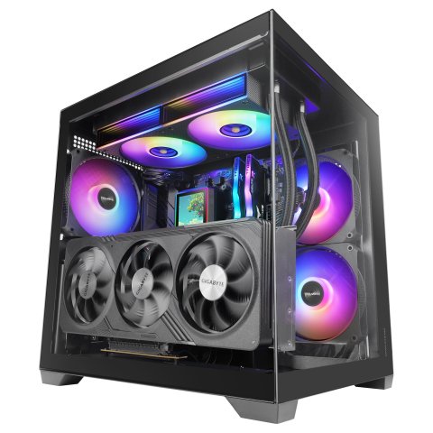 Caja Microatx Mars Gaming Mc-view3 Gpu Max 330mm Cristal Templado Panoramico Argb Usb-c Negra