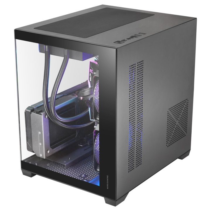 Caja Microatx Mars Gaming Mc-view3 Gpu Max 330mm Cristal Templado Panoramico Argb Usb-c Negra