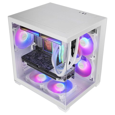 Caja Micro Atx Mars Gaming Mc-view3w Gpu Max 330mm Cristal Templado Panoramico Argb Usb-c Blanca
