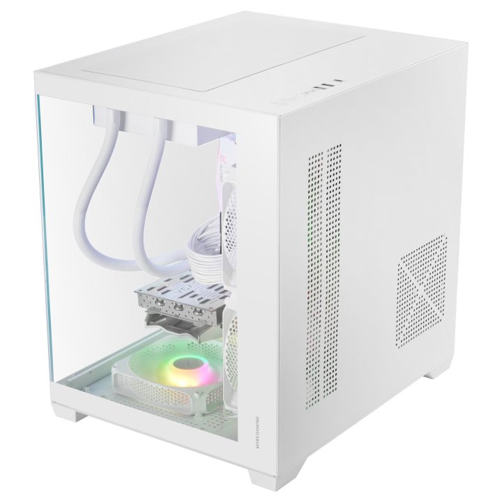 Caja Micro Atx Mars Gaming Mc-view3w Gpu Max 330mm Cristal Templado Panoramico Argb Usb-c Blanca