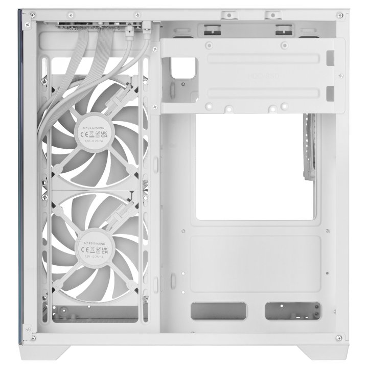 Caja Micro Atx Mars Gaming Mc-view3w Gpu Max 330mm Cristal Templado Panoramico Argb Usb-c Blanca