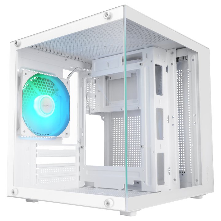 Caja Microatx Mars Gaming Mc-cubew Gpu Max 260mm Cubo Panoramico Argb Usb-c Blanca