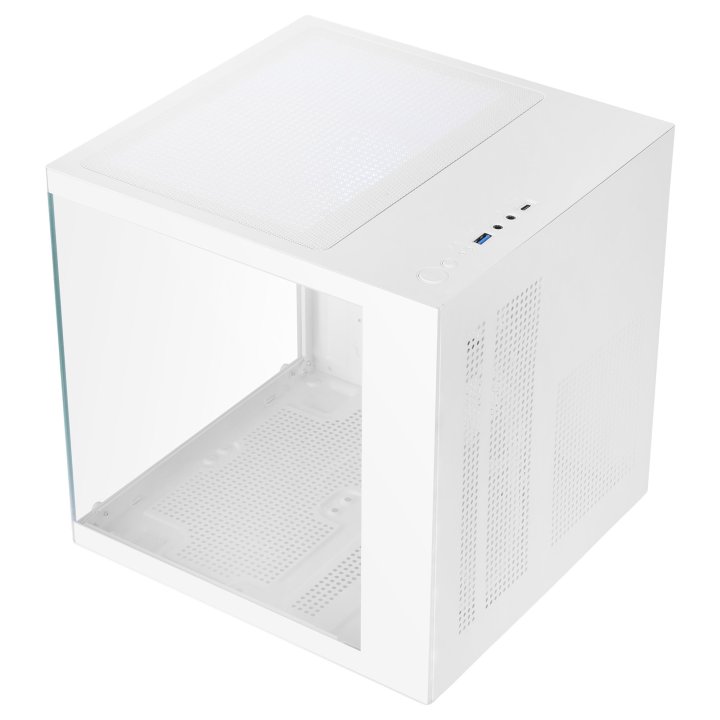 Caja Microatx Mars Gaming Mc-cubew Gpu Max 260mm Cubo Panoramico Argb Usb-c Blanca