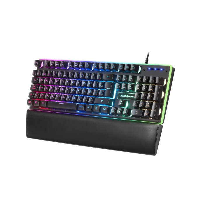 (km0) Teclado Mars Gaming Mk320 H-mechanical Red Iluminacion Rgb En Teclas Y Contorno Panel De Aluminio Reposamuñecas Anti-gh