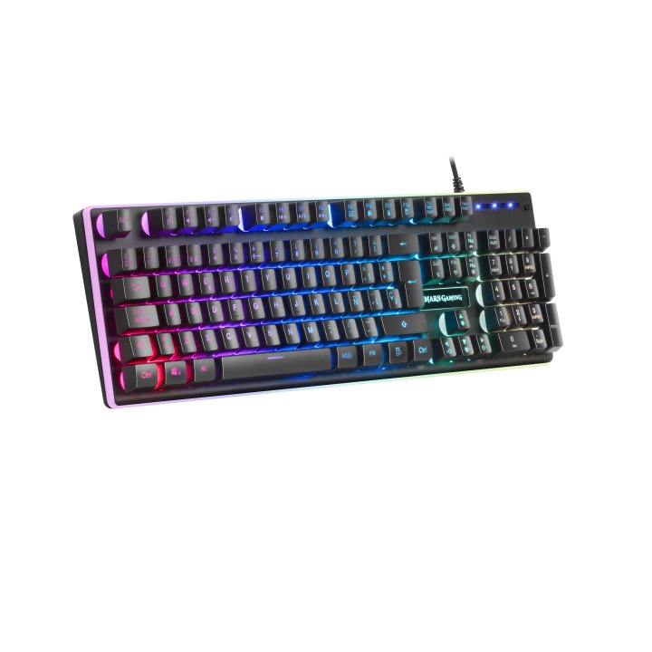 (km0) Teclado Mars Gaming Mk320 H-mechanical Red Iluminacion Rgb En Teclas Y Contorno Panel De Aluminio Reposamuñecas Anti-gh