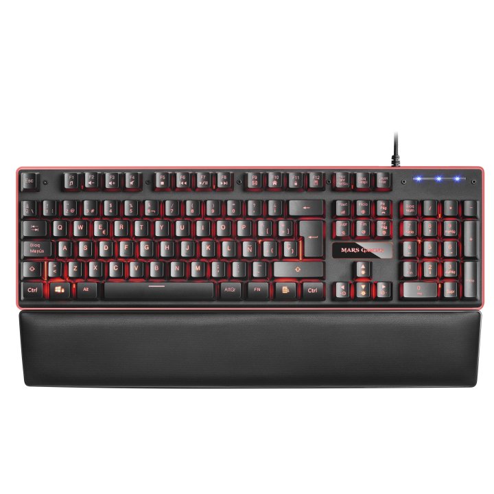 (km0) Teclado Mars Gaming Mk320 H-mechanical Red Iluminacion Rgb En Teclas Y Contorno Panel De Aluminio Reposamuñecas Anti-gh