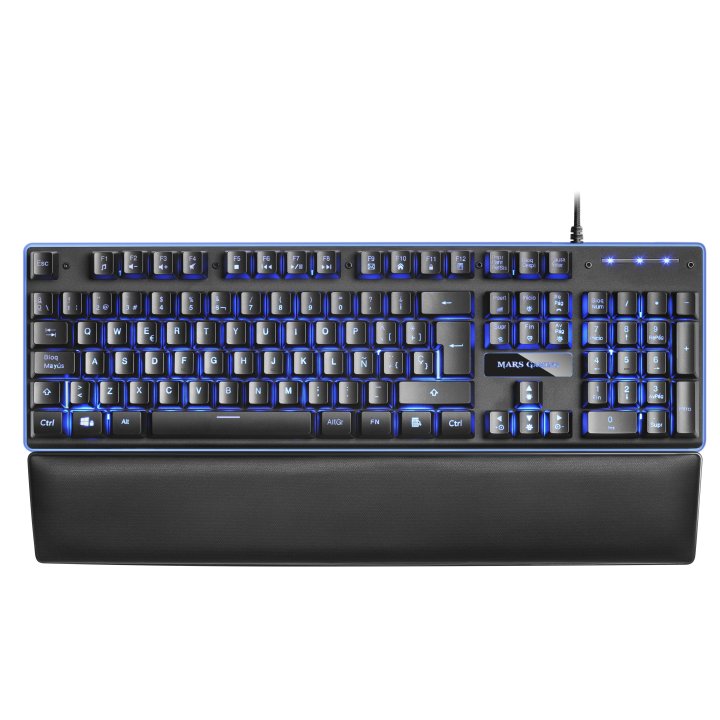 (km0) Teclado Mars Gaming Mk320 H-mechanical Red Iluminacion Rgb En Teclas Y Contorno Panel De Aluminio Reposamuñecas Anti-gh