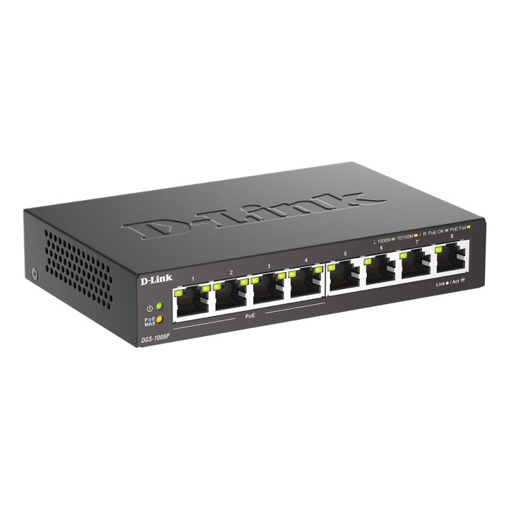 (km0) Switch No Gestionable D-link Dgs-1008p 8p Giga Con 4p Poe (52w) Sobremesa No Rack Cash30