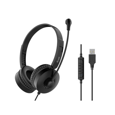 Headset Usb Equip Life Microfono Flexible Control De Volumen Color Negro   Blanco