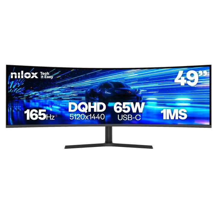 Monitor 49" Curvo Usb-c Dp Hdmi Nilox Nxm49crvdc Dqhd 5120x1440 1ms 165hz 2x3w Vesa 100x100 Pivotante Regulable