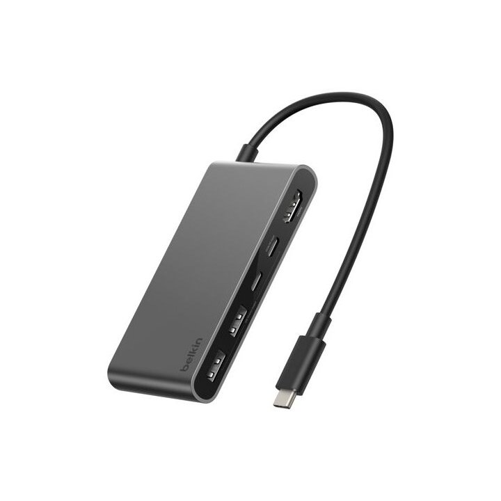 Docking Usb-c Belkin Avc022hqsgy 5 Puertos Hdmi 4k 60hz 2xusb-a 2xusb-c Pd 100w Color Gris Espacial