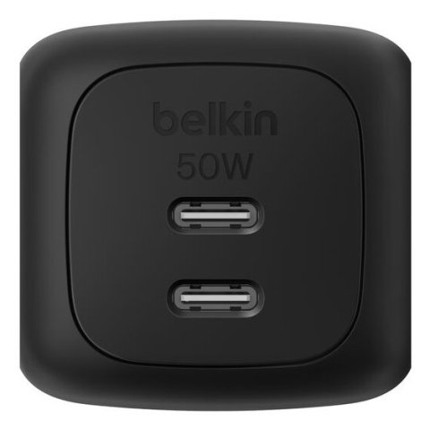 Cargador Usb Gan Belkin Wch019kqbk 50w 2xusb-c Pd Pps Diseño Compacto Color Negro