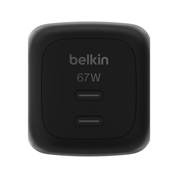 Cargador Usb Gan Belkin Wch020kqbk 67w 2xusb-c Pd Pps Diseño Compacto Color Negro