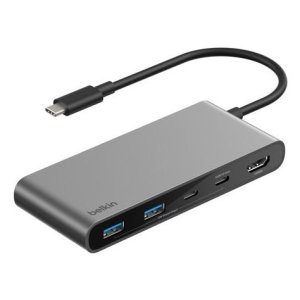 Hub Usb-c Belkin Avc023hqsgy 7 Puertos Hdmi 4k 60hz Sd Microsd 2xusb-a 2xusb-c Pd 100w Gris Espacial