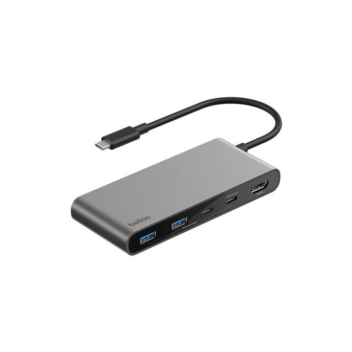 Hub Usb-c Belkin Avc023hqsgy 7 Puertos Hdmi 4k 60hz Sd Microsd 2xusb-a 2xusb-c Pd 100w Gris Espacial