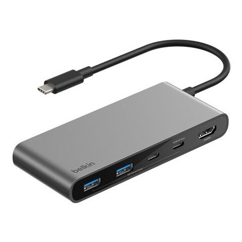 Hub Usb-c Belkin Avc023hqsgy 7 Puertos Hdmi 4k 60hz Sd Microsd 2xusb-a 2xusb-c Pd 100w Gris Espacial