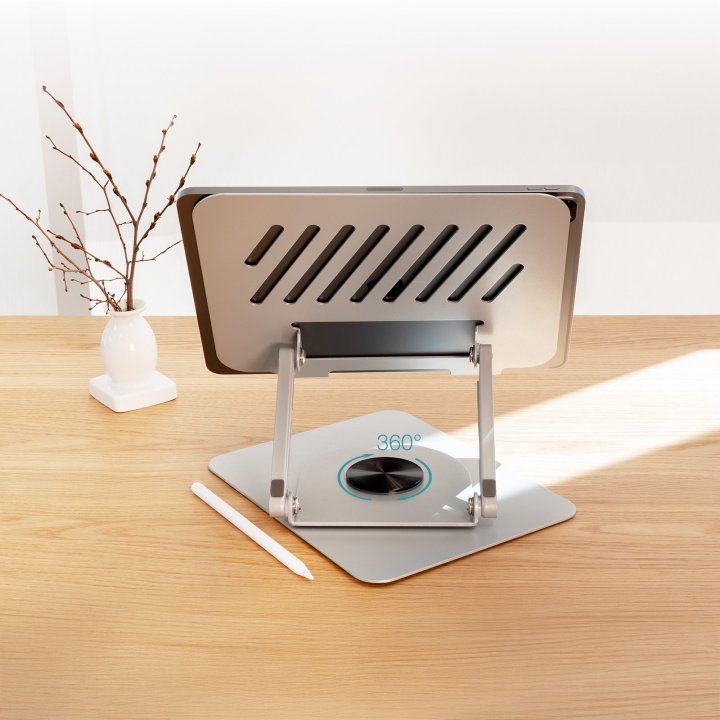 Soporte De Portatil Tooq Ph-dafne-g Elevador Rotacion 360º De 11" A 17" Plegable Gris Oscuro