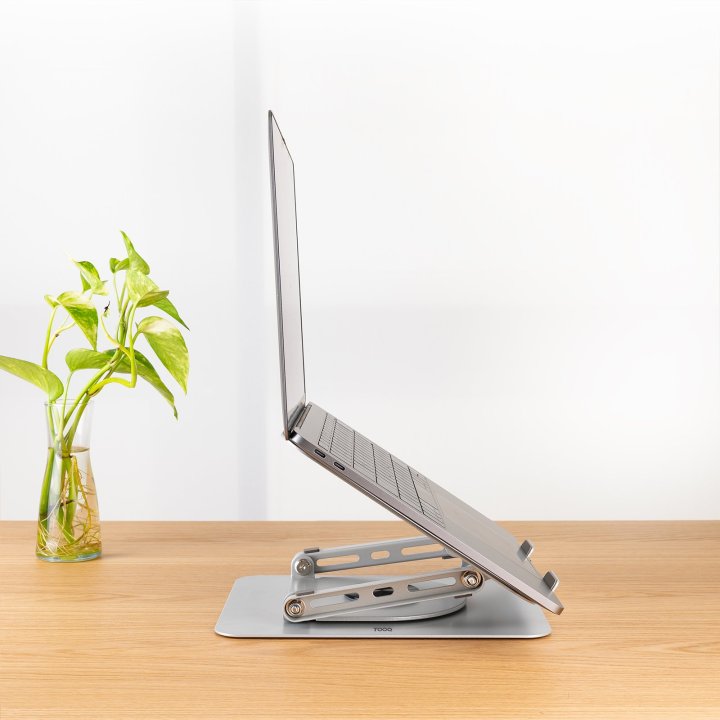 Soporte De Portatil Tooq Ph-dafne-g Elevador Rotacion 360º De 11" A 17" Plegable Gris Oscuro