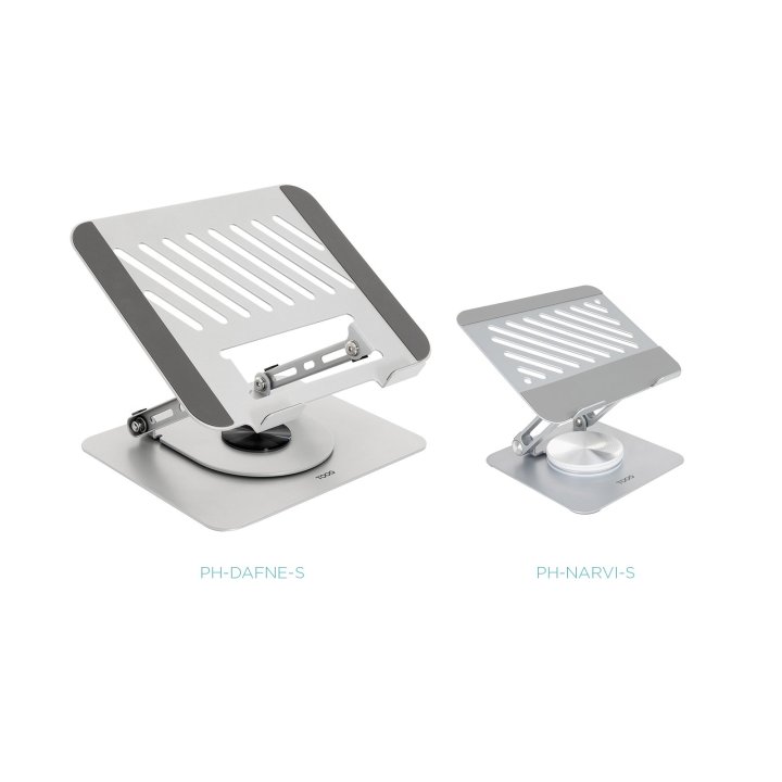 Soporte De Portatil Tooq Ph-dafne-g Elevador Rotacion 360º De 11" A 17" Plegable Gris Oscuro