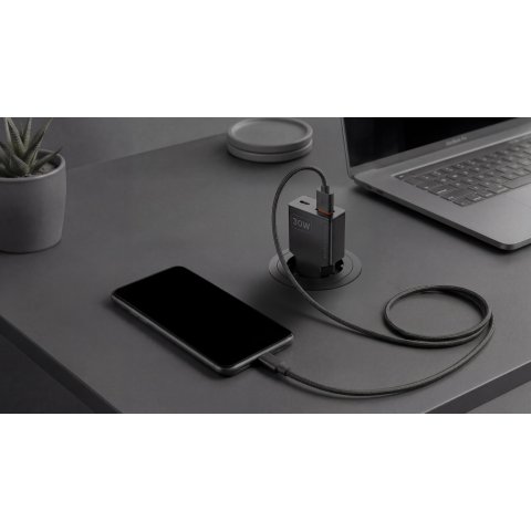 Cargador Usb Gan Mars Gaming Md-gan30 30w 1xusb-c 1xusb-a Pd Color Negro