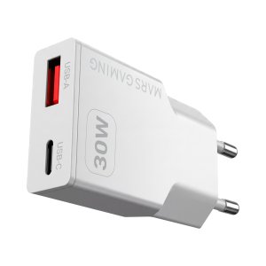 Cargador Usb Gan Mars Gaming Md-gan30w 30w 1xusb-c 1xusb-a Pd Color Blanco