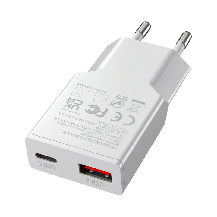 Cargador Usb Gan Mars Gaming Md-gan30w 30w 1xusb-c 1xusb-a Pd Color Blanco