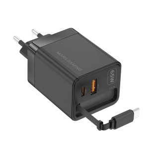 Cargador Usb Gan Mars Gaming Md-gan65r 65w 1xusb-c 1xusb-a Cable Retractil Pd Color Negro 2