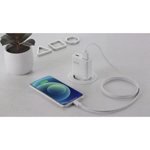Cargador Usb Gan Mars Gaming Md-gan30w 30w 1xusb-c 1xusb-a Pd Color Blanco