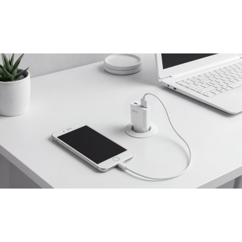 Cargador Usb Gan Mars Gaming Md-gan30w 30w 1xusb-c 1xusb-a Pd Color Blanco