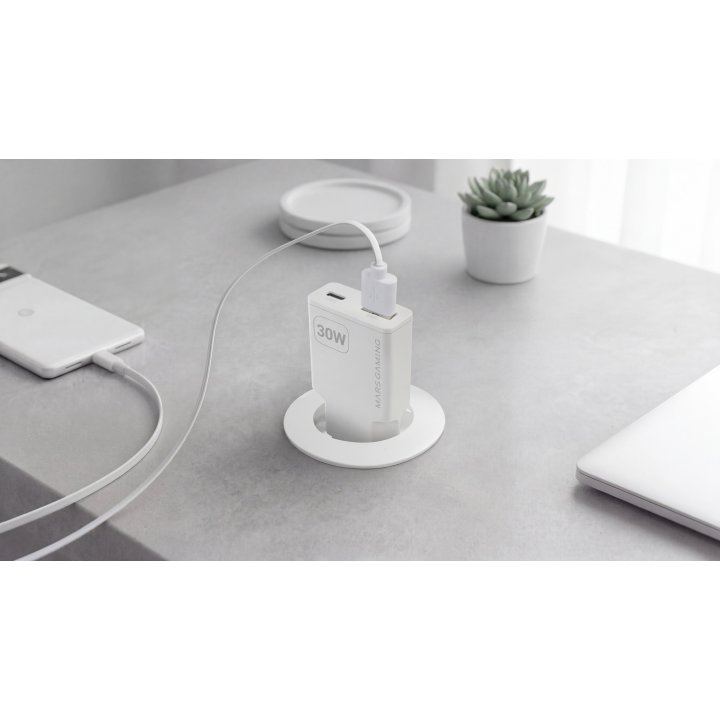 Cargador Usb Gan Mars Gaming Md-gan30w 30w 1xusb-c 1xusb-a Pd Color Blanco