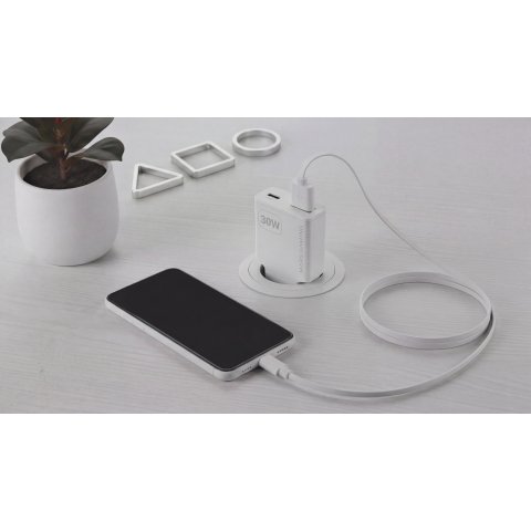Cargador Usb Gan Mars Gaming Md-gan30w 30w 1xusb-c 1xusb-a Pd Color Blanco