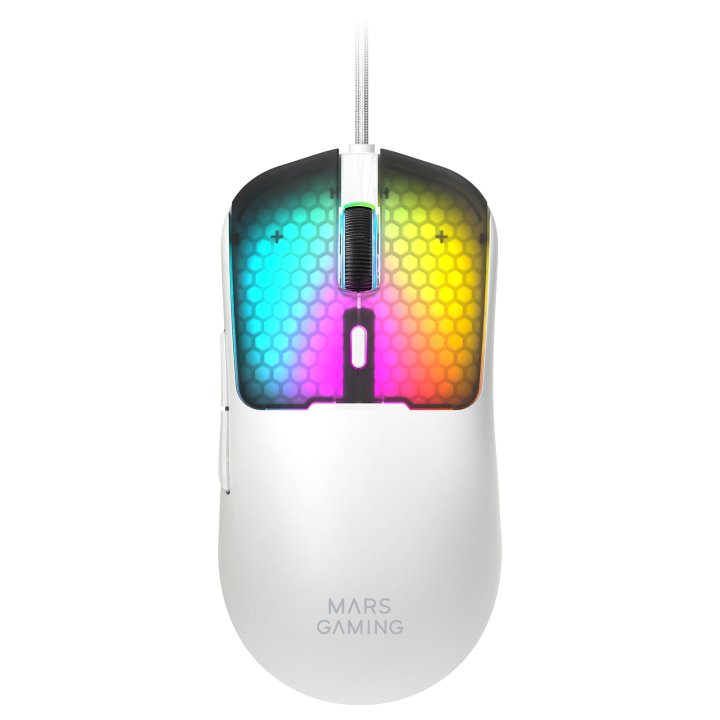 Mouse Mars Gaming Mm-viperw Ultraligero 56g Cableado Usb 6 Botones 12800 Dpi Rgb Blanco