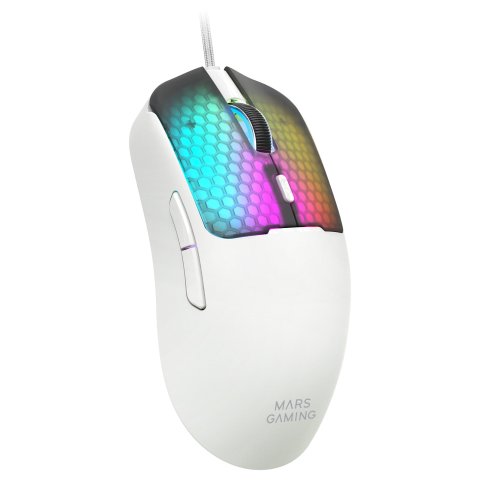 Mouse Mars Gaming Mm-viperw Ultraligero 56g Cableado Usb 6 Botones 12800 Dpi Rgb Blanco