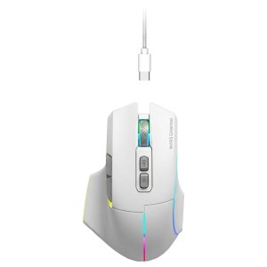 Mouse Mars Gaming Wireless Y Bluetooth Mmw-vector Tri-mode 2.4g Ghz Bt 5.4 Usb-c 7 Botones 12000 Dpiblanco
