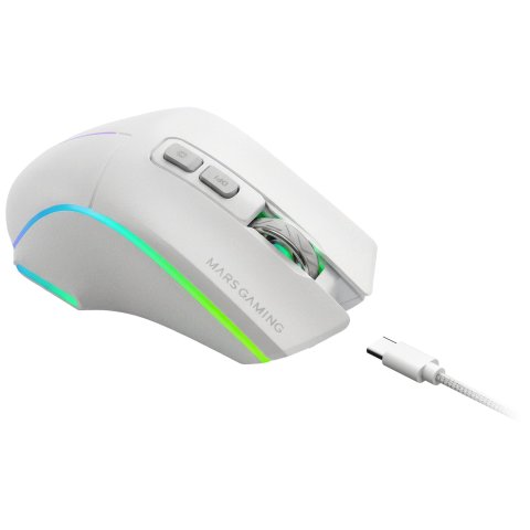 Mouse Mars Gaming Wireless Y Bluetooth Mmw-vector Tri-mode 2.4g Ghz Bt 5.4 Usb-c 7 Botones 12000 Dpiblanco
