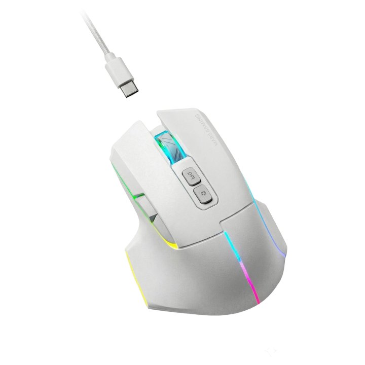 Mouse Mars Gaming Wireless Y Bluetooth Mmw-vector Tri-mode 2.4g Ghz Bt 5.4 Usb-c 7 Botones 12000 Dpiblanco