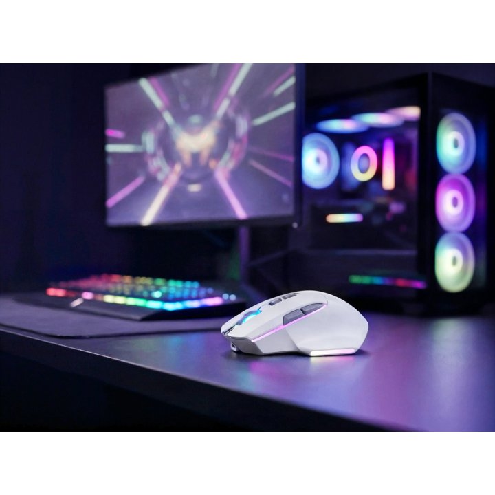 Mouse Mars Gaming Wireless Y Bluetooth Mmw-vector Tri-mode 2.4g Ghz Bt 5.4 Usb-c 7 Botones 12000 Dpiblanco