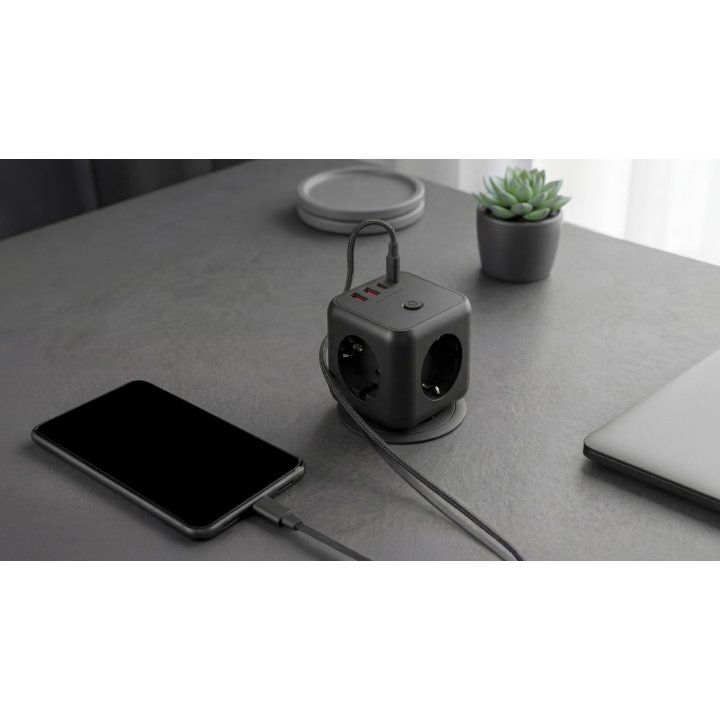 Powercube Mars Gaming Md-cube20 4 Usb 3 Tomas De Corriente. Regleta Color Negro