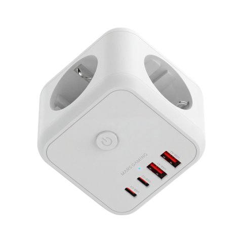 Powercube Mars Gaming Md-cube20w 4 Usb 3 Tomas De Corriente. Regleta Color Blanco