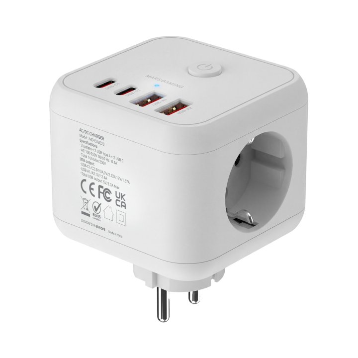 Powercube Mars Gaming Md-cube20w 4 Usb 3 Tomas De Corriente. Regleta Color Blanco