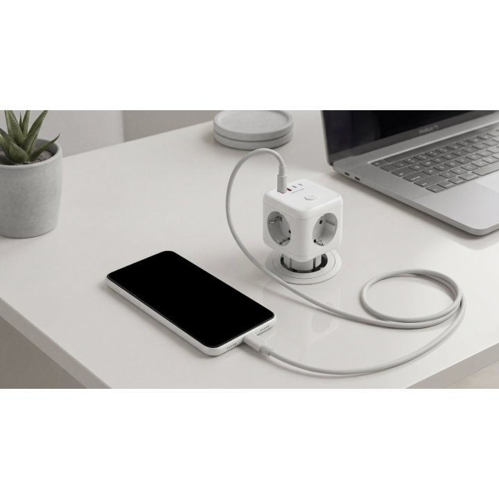 Powercube Mars Gaming Md-cube20w 4 Usb 3 Tomas De Corriente. Regleta Color Blanco