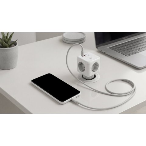 Powercube Mars Gaming Md-cube20w 4 Usb 3 Tomas De Corriente. Regleta Color Blanco