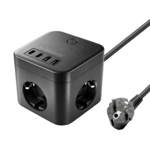 Powercube Mars Gaming Md-cube35 4 Usb 3 Tomas De Corriente Con Cable 1.8m Regleta Color Negro