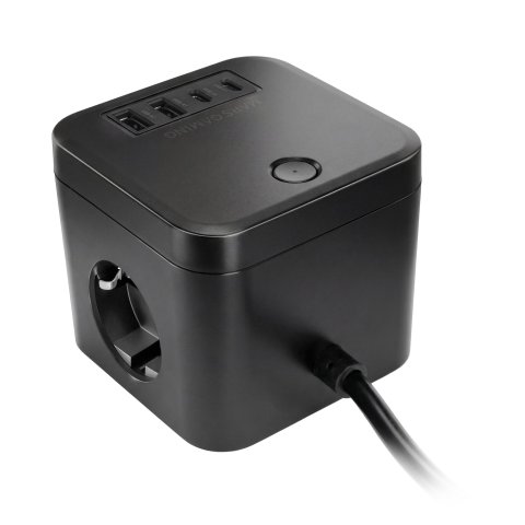 Powercube Mars Gaming Md-cube35 4 Usb 3 Tomas De Corriente Con Cable 1.8m Regleta Color Negro
