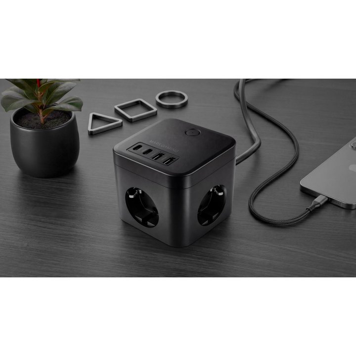 Powercube Mars Gaming Md-cube35 4 Usb 3 Tomas De Corriente Con Cable 1.8m Regleta Color Negro