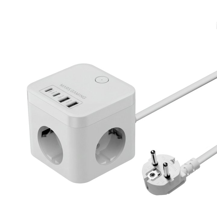 Powercube Mars Gaming Md-cube35w 4 Usb 3 Tomas De Corriente Con Cable 1.8m Regleta Color Blanco