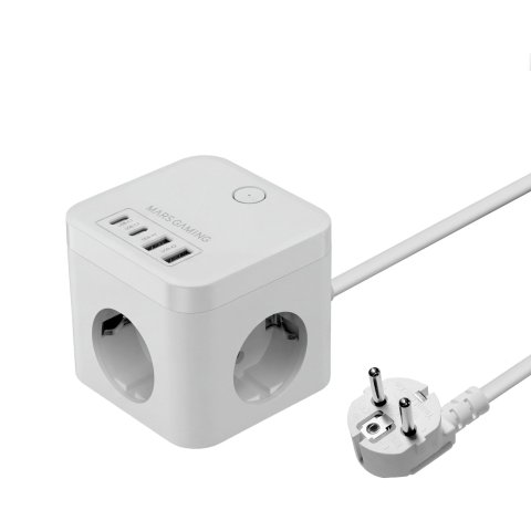 Powercube Mars Gaming Md-cube35w 4 Usb 3 Tomas De Corriente Con Cable 1.8m Regleta Color Blanco